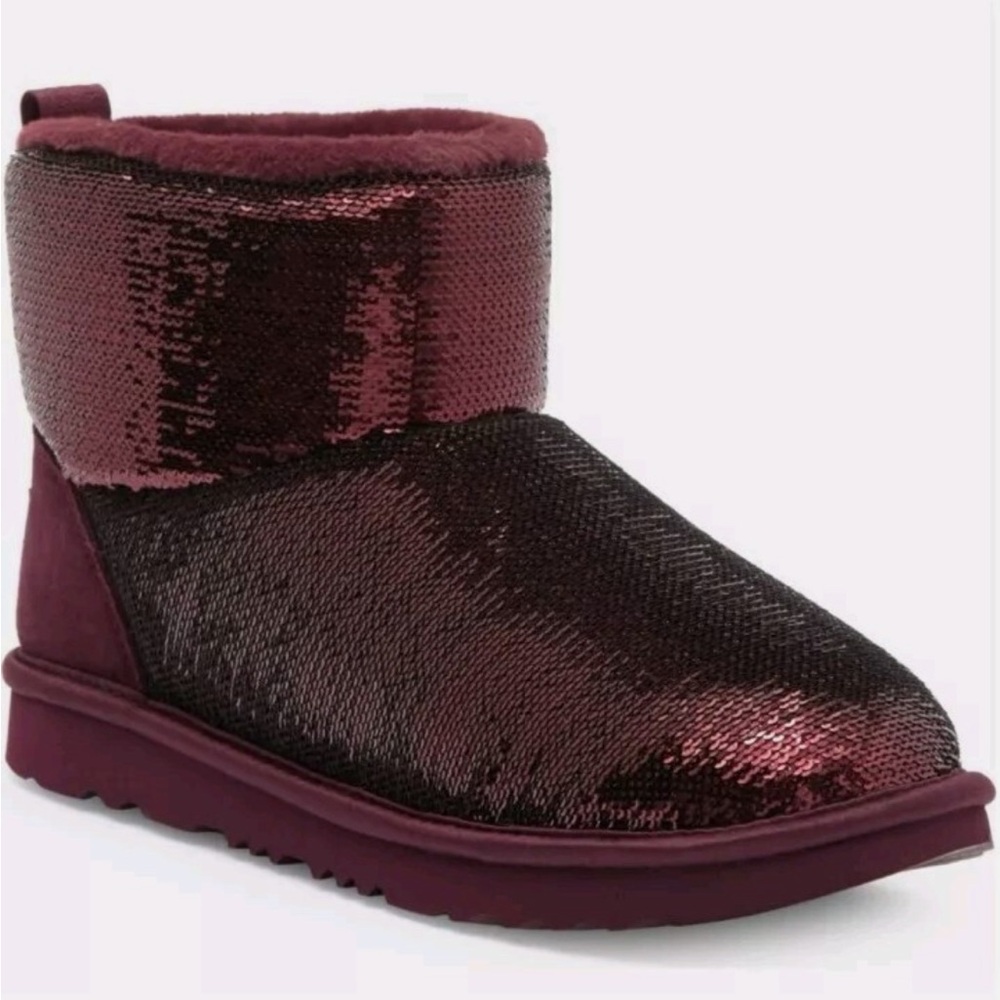 UGG Toddler Wild Grape Mirror Ball Sequin Classic Mini Boots
